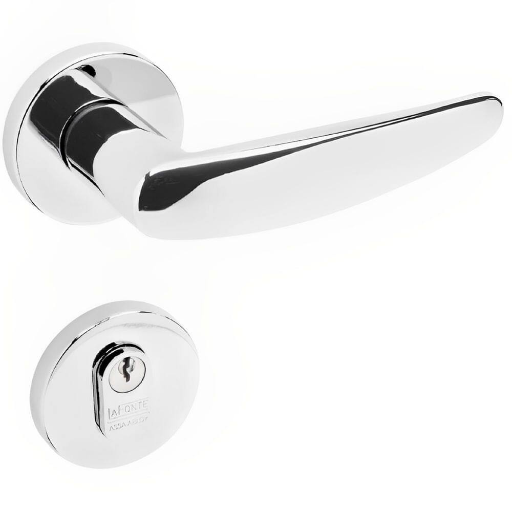 Conjunto de Fechadura para Porta 515P em Zamac Externa ST2 55 Roseta 327 em Inox Cromado - 28303008-0 - LA FONTE