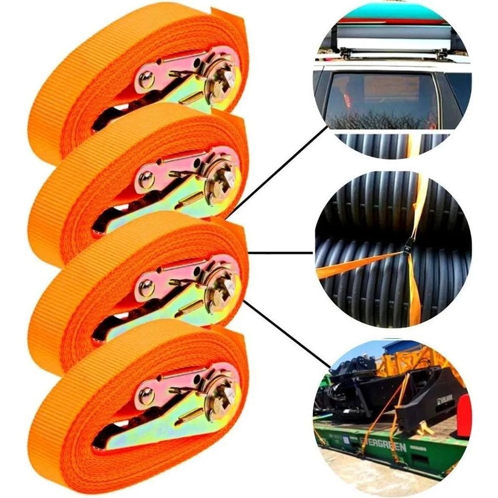 2X 4 X Jogos Cinta Catraca Amarração Carga 4,5 Metros P Rebo