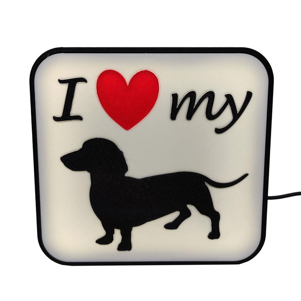 Luminária Dachshund Pet Cachorro Led Abajur Mesa 3D Fonte