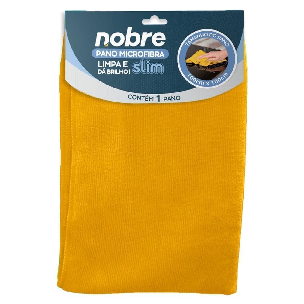 Pano Microfibra 100X100Cm Pacote 1 Unid. Amarelo Slim Nobre