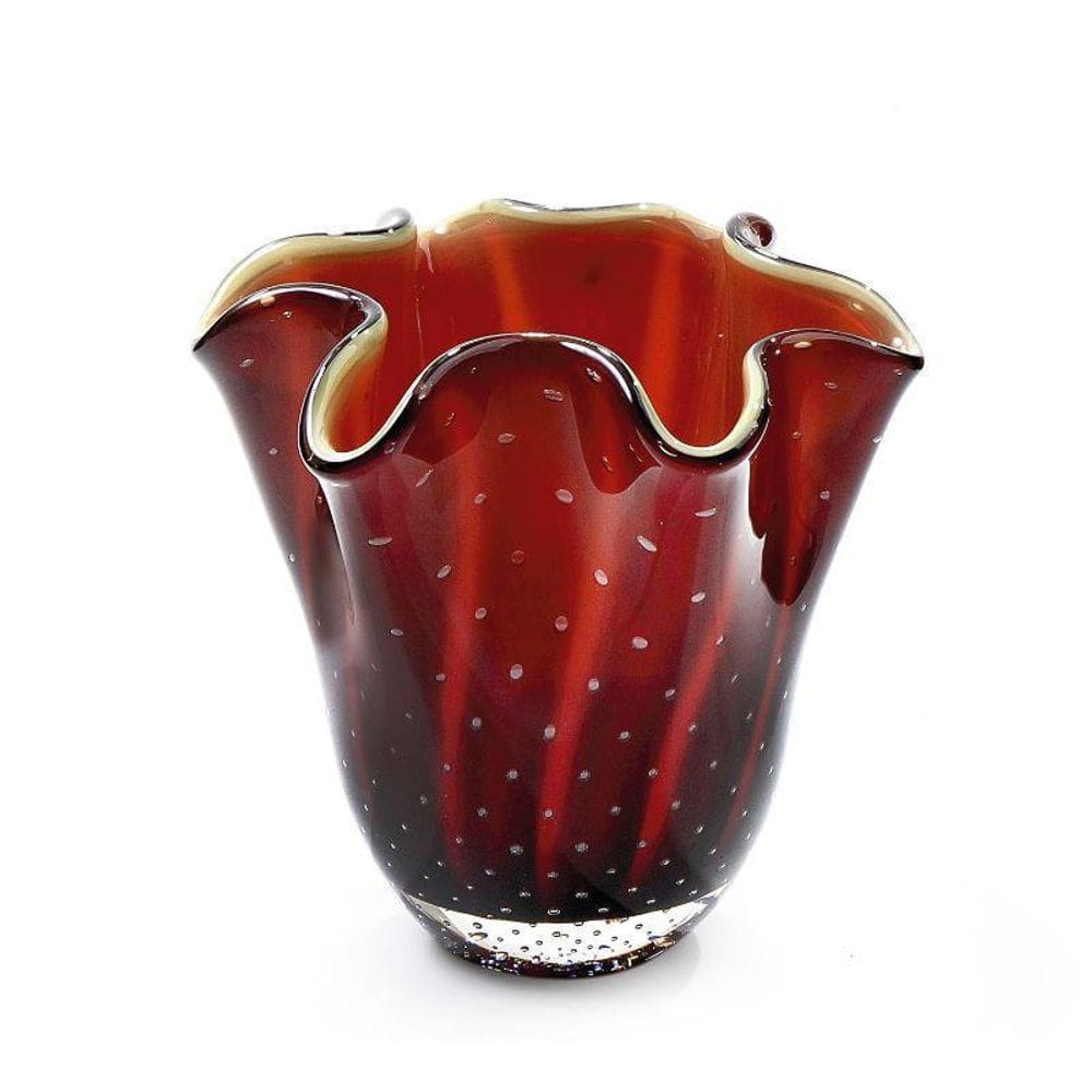 Vaso Em Cristal Murano Vermelho - São Marcos 23Cm
