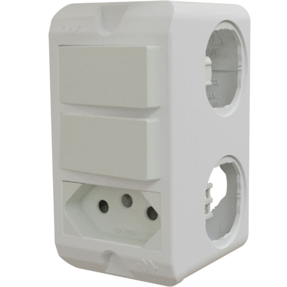 Conjunto de 2 Interruptores Paralelos + Tomada Poliwetzel PVC - E017212025 - WETZEL