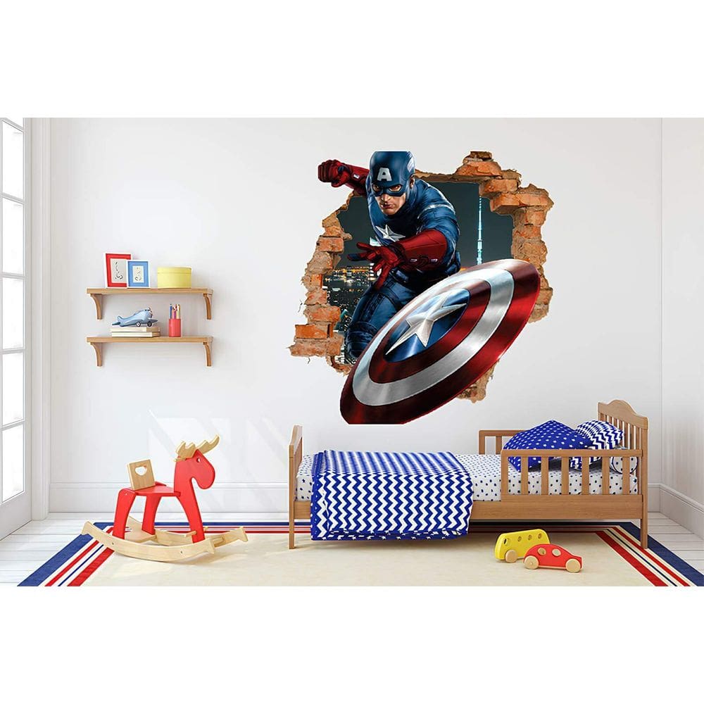 Adesivo De Parede Buraco Capitão America