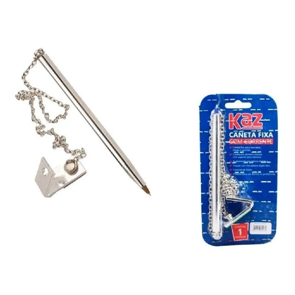 2X Caneta Com Corrente Fixa Suporte Para Prender No Balcão M