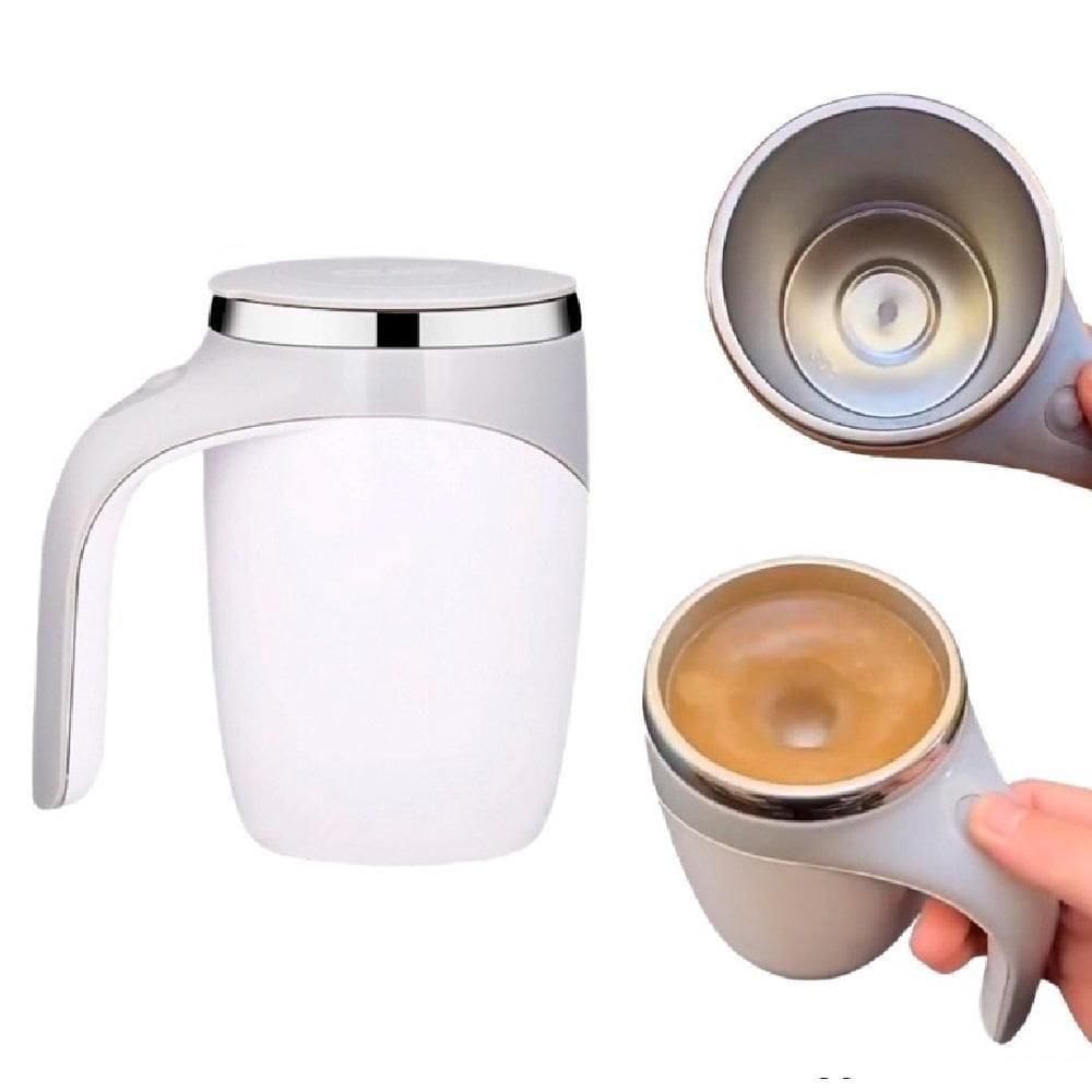 Caneca Mixer Automática 400ml Misturador Magnético Branco