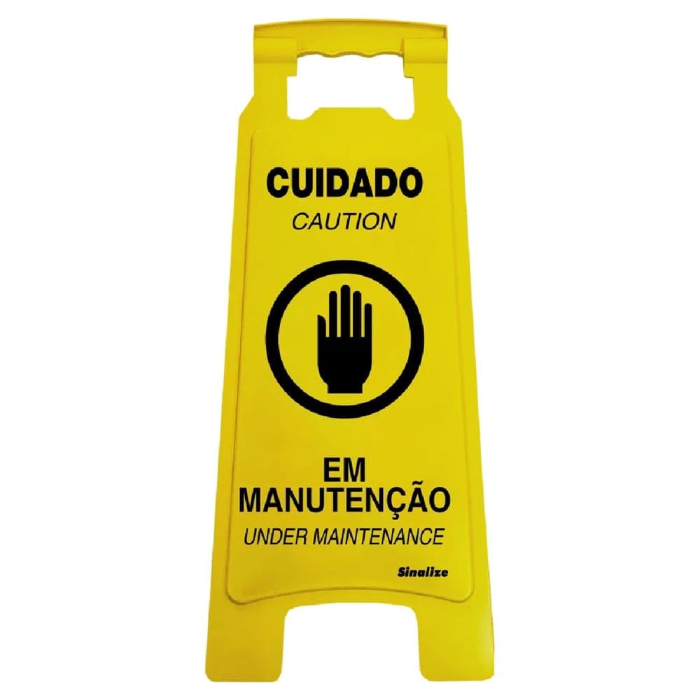 Cavalete Amarelo 27x65cm Cuidado - Em Manutenção - 700AM - SINALIZE