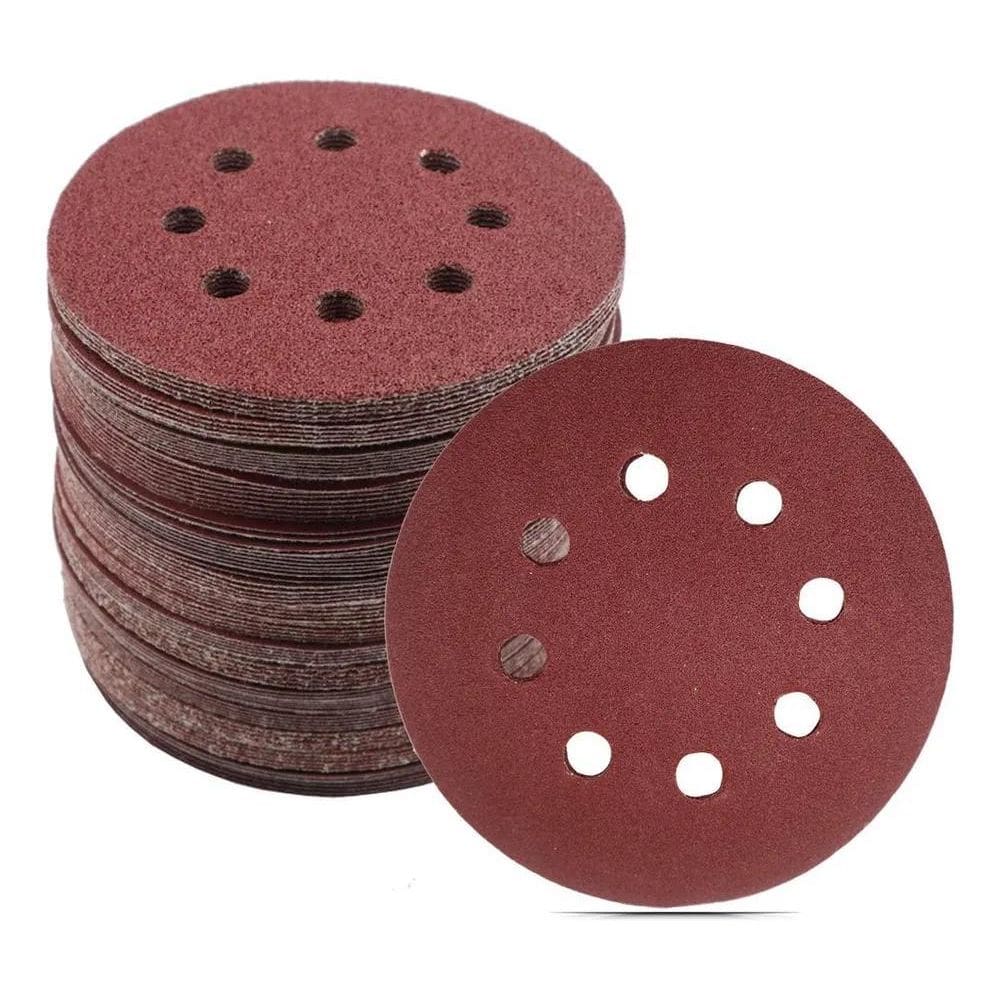 Disco Lixa Pluma 125Mm 8 Furos Lixadeira Roto Orbital 50 Pçs