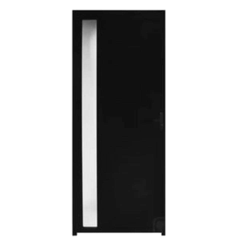 Porta Lambril com Visor Alumínio Preto 2.10 x 0.80 Lado Direito - PTO13937 - HALE