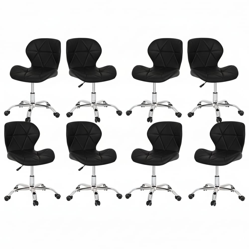 Conjunto 8 Cadeiras Office Eiffel Slim Giratória Ajustável Preta