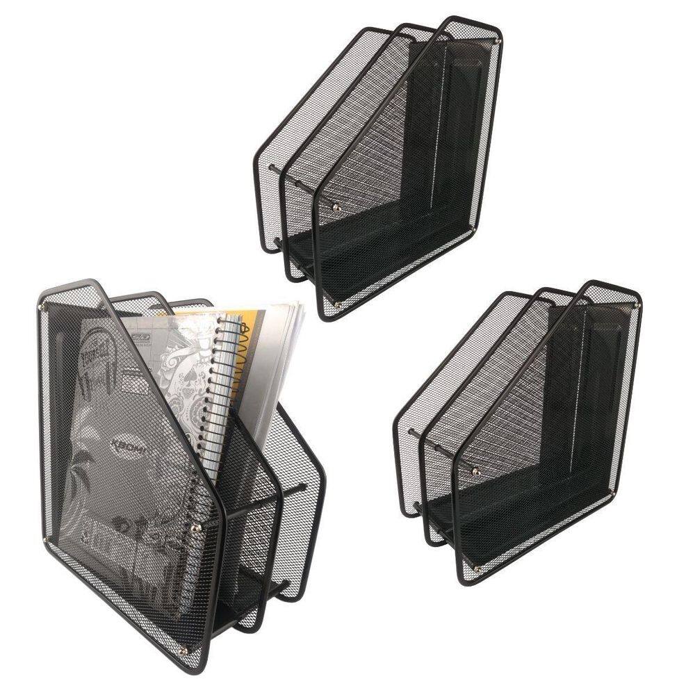 Porta Arquivo Duplo Pasta Organiza Revista Doc Preto Kit 3Un