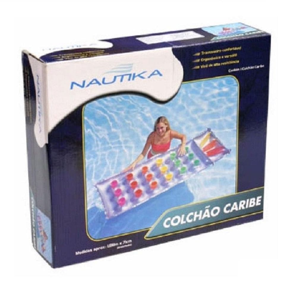 Colchão Nautika Inflável Multi Color Com Travesseiro