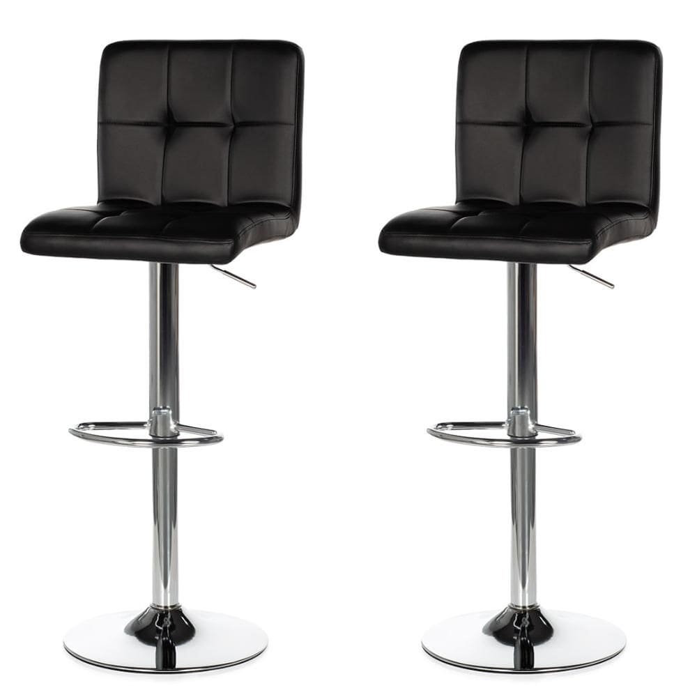 Kit 2 Banqueta Giratória ANM2800B Gomos Confort  Anima Office Estofada em PU Preta Base Cromada