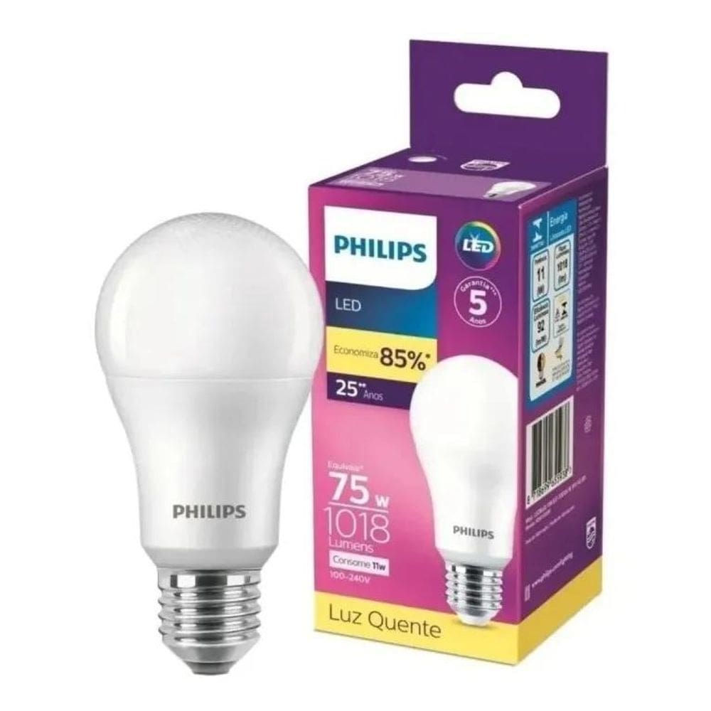 2X Lâmpada Led Bulbo 11W = 75W Philips 1018Lm Bivolt