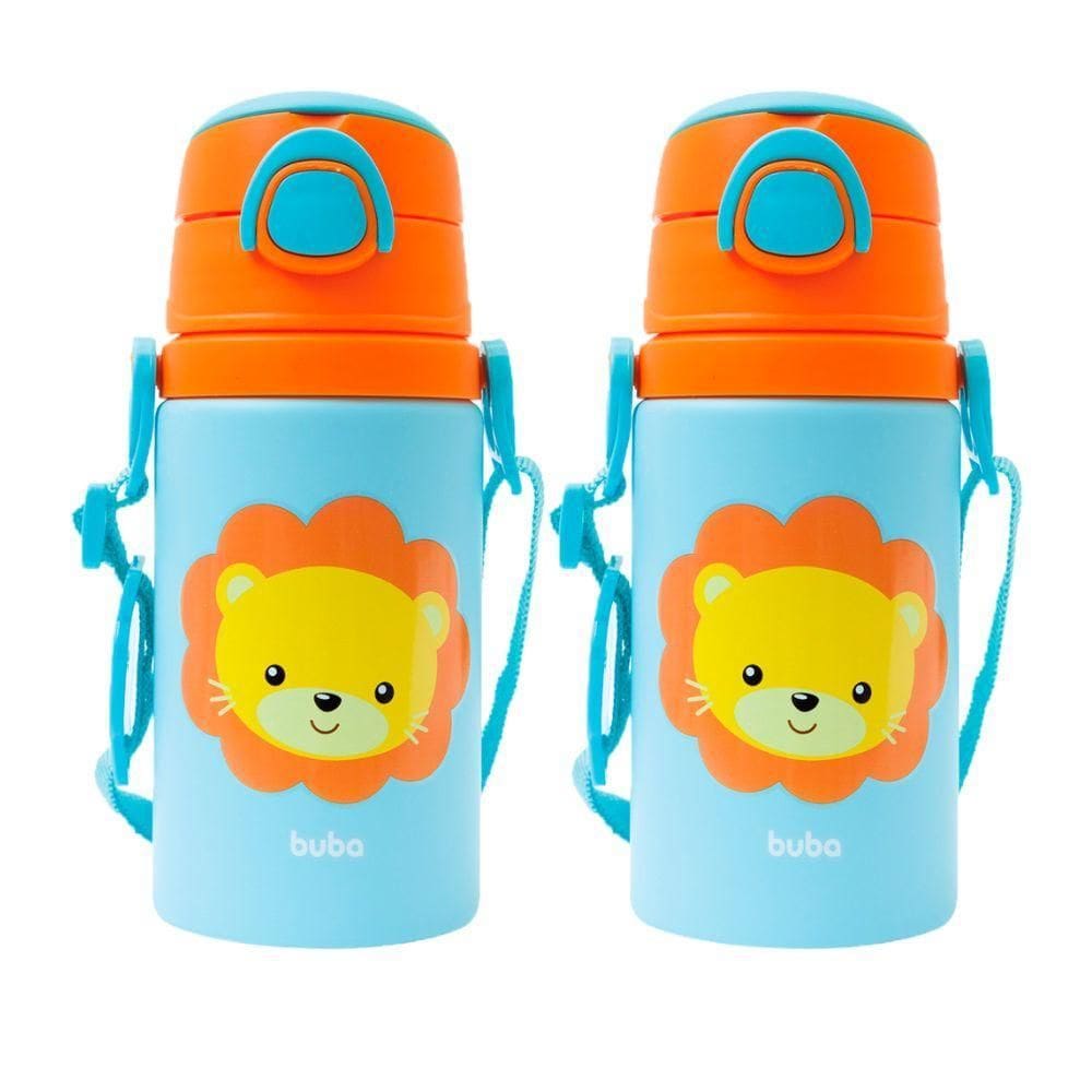 Kit 2 Garrafinhas Alumínio Antivazamento Infantil Bebe Suco