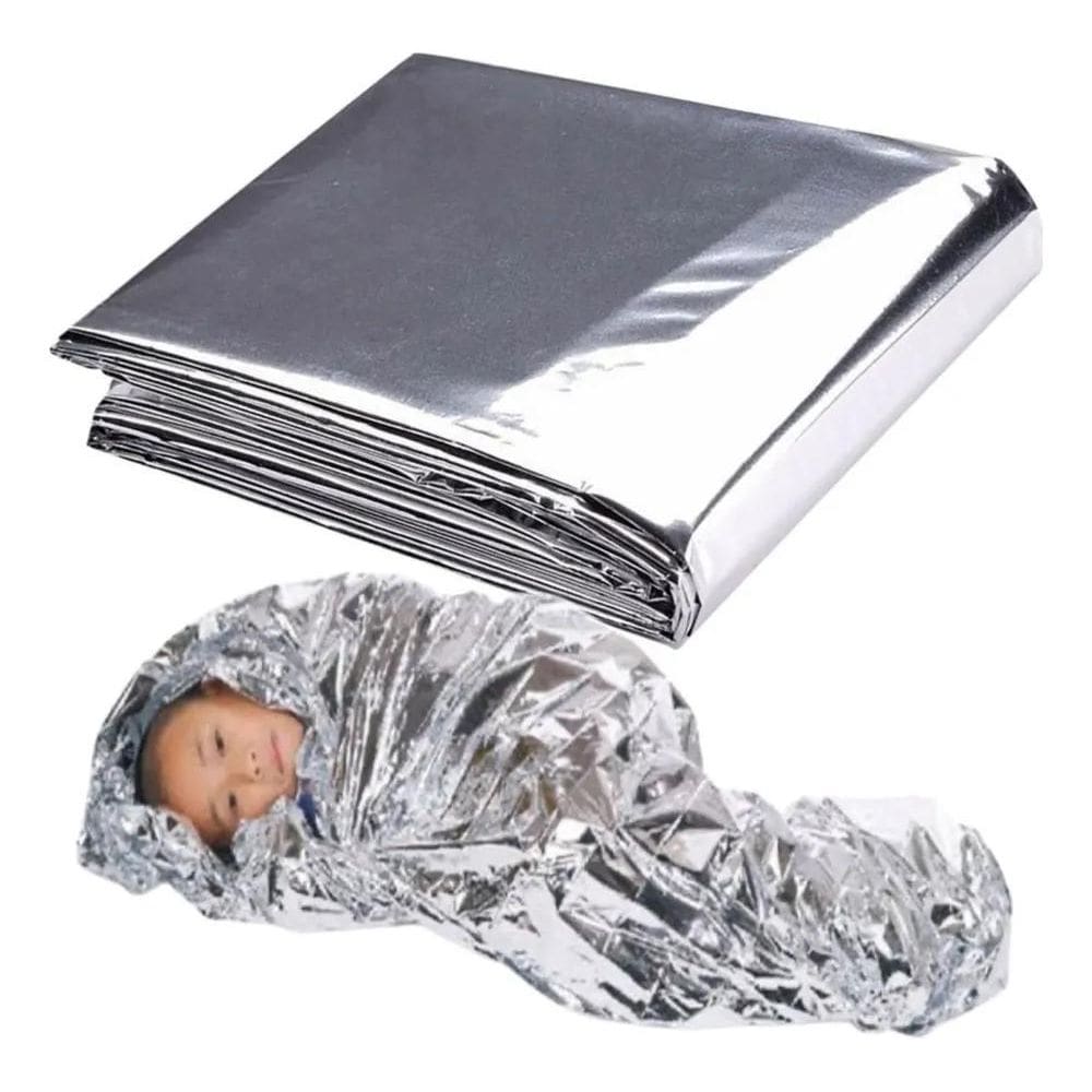 2X 5 Manta Térmica Aluminizada Isolante Cobertor Acampa Soco