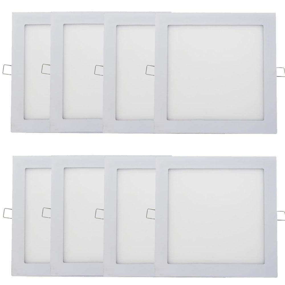 Kit 8 Plafon Painel Led Luminária Downlight 18w Embutir