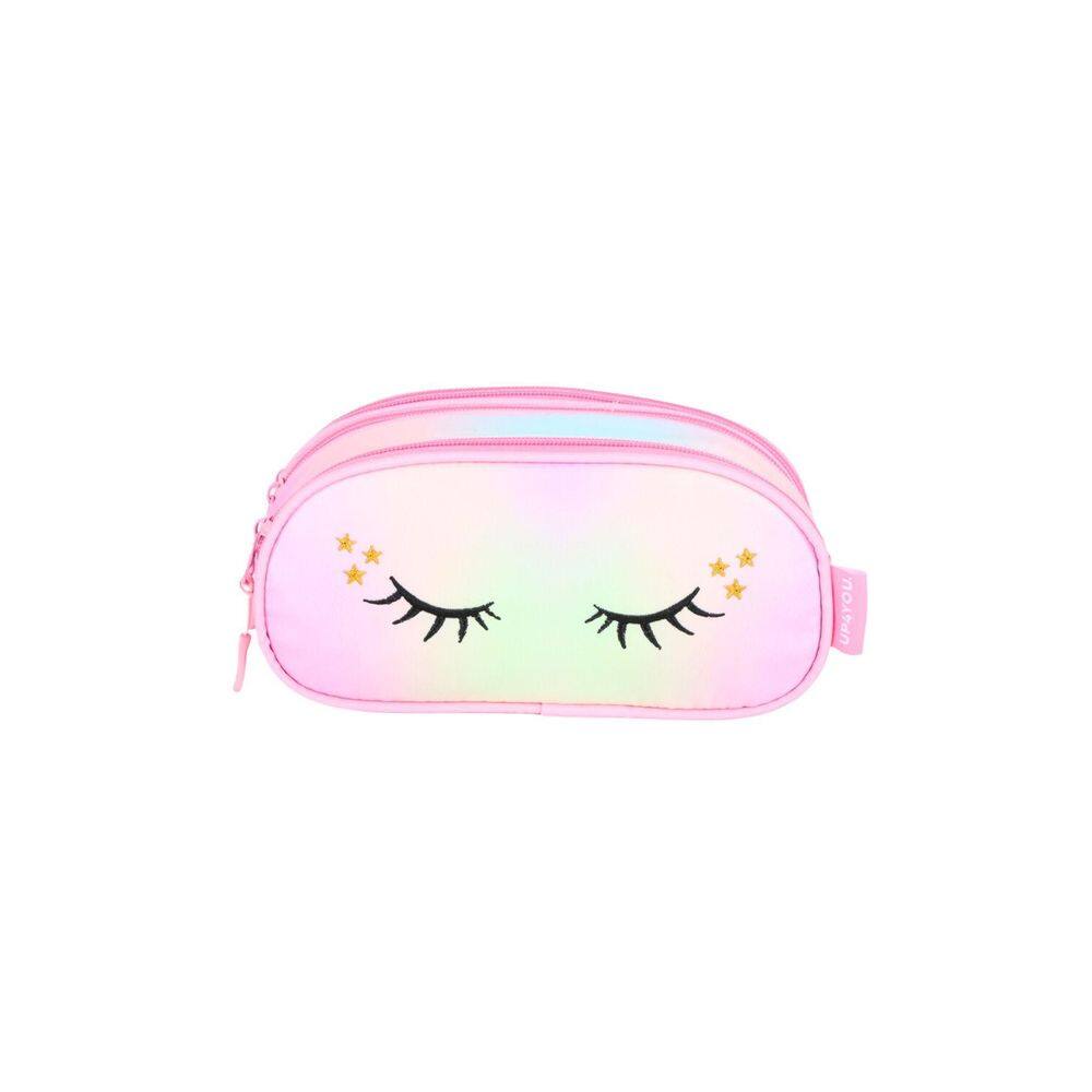 Estojo Escolar Duplo Borboleta - Rosa