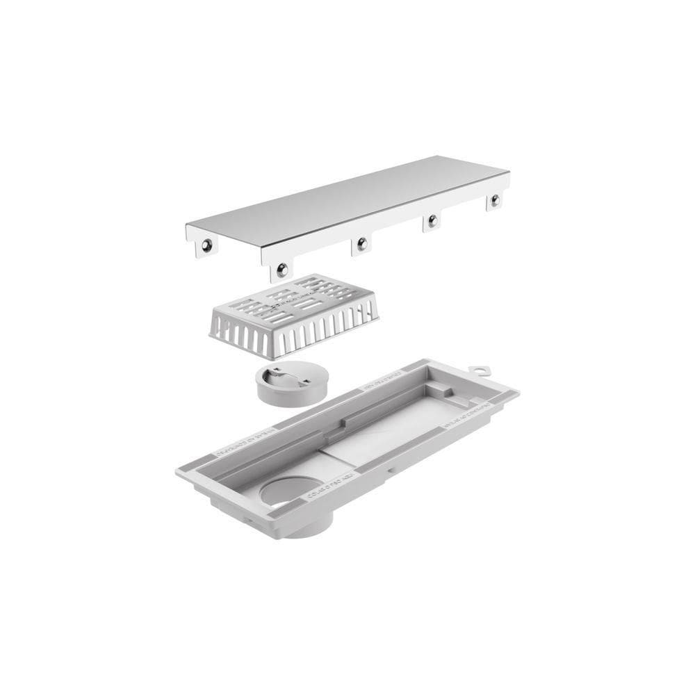 Ralo Linear Com Tampa Em Aço Inox Tramontina Em Pvc Slim 7x25 Cm