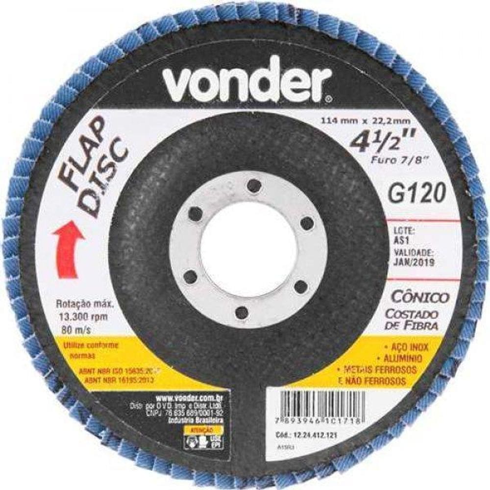 Flap Disc Cônico 4.1/2 G120   - Vonder