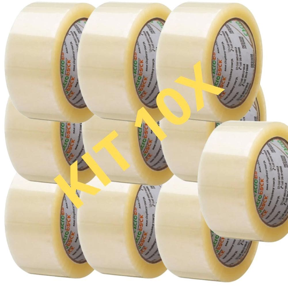 Fita Adesiva Transparente Larga 45 X 100M Resistente Kit