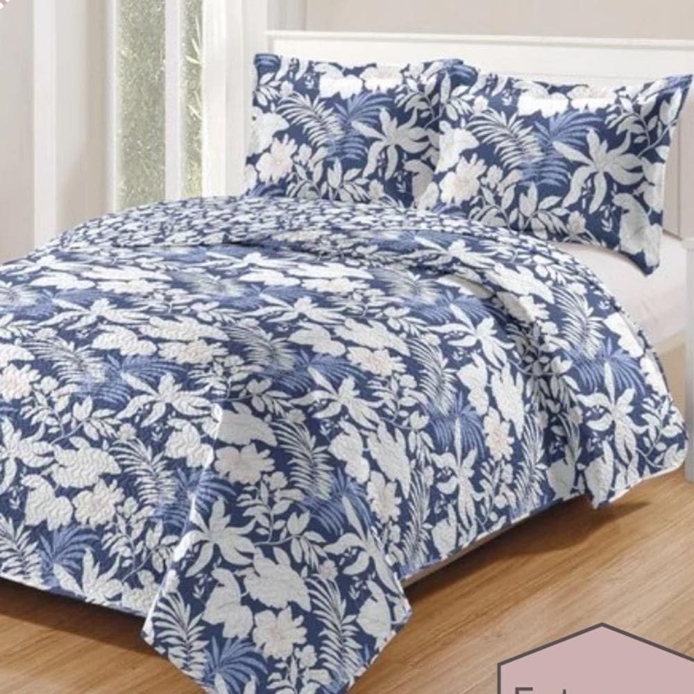 Kit Cobre Leito Colcha Daily Casal 3 Peças Dupla Face Estampado - Floral 41 - 100% Poliéster