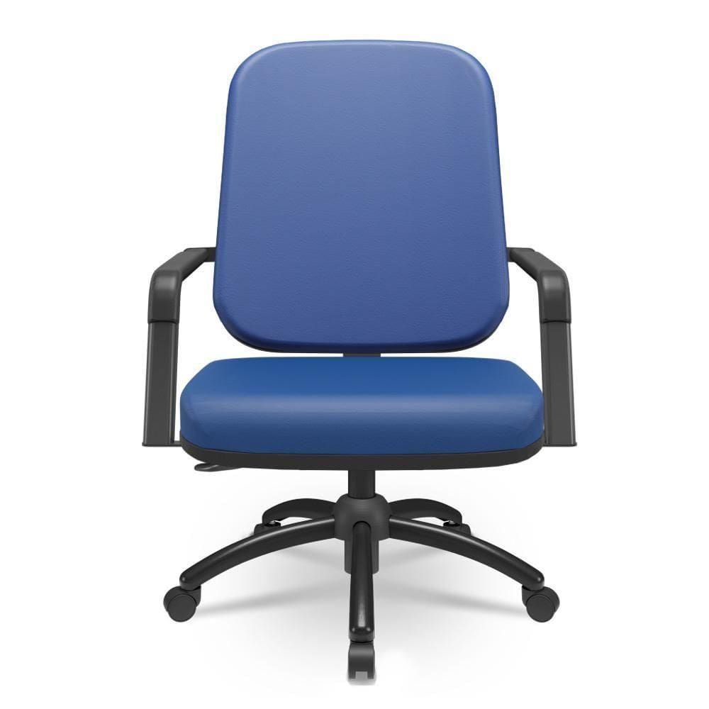 Cadeira De Escritório Giratória Com Braço Preta Magno P03 Vinil Azul - Lyam Decor
