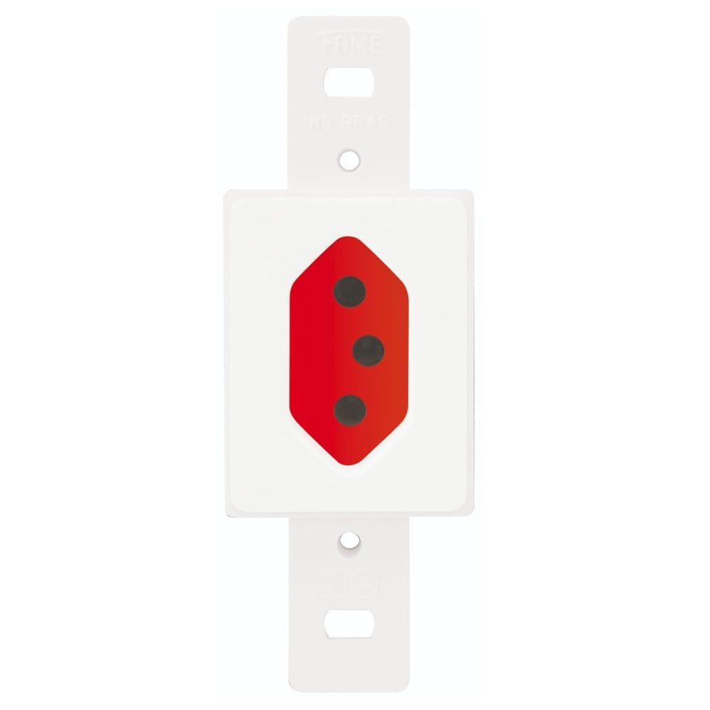 Tomada 2P+T 20A 250 Volts Vermelha Blanc - 2335 - FAME