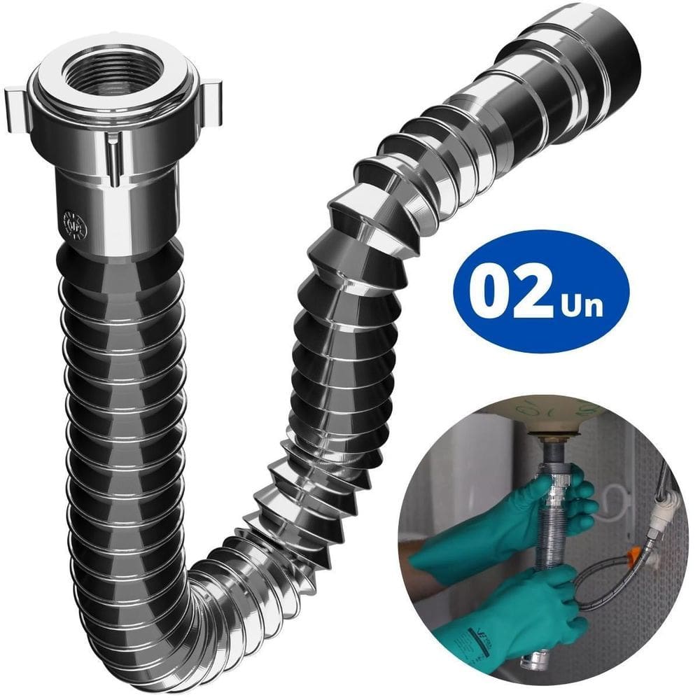 Sifão Sanfonado Universal 61Cm Cromado Astra Kit Com 2 Un