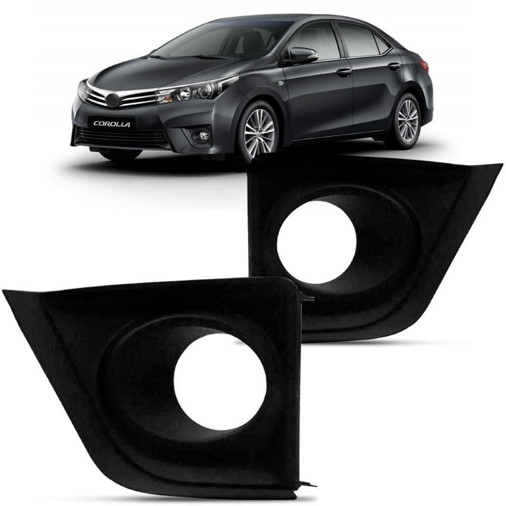 Par Moldura Farol Milha Corolla 2015 A 2017 Preta Com Furo
