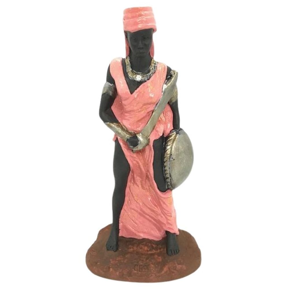 Escultura De Orixá Oba Cor Rosa 25 Cm Em Resina