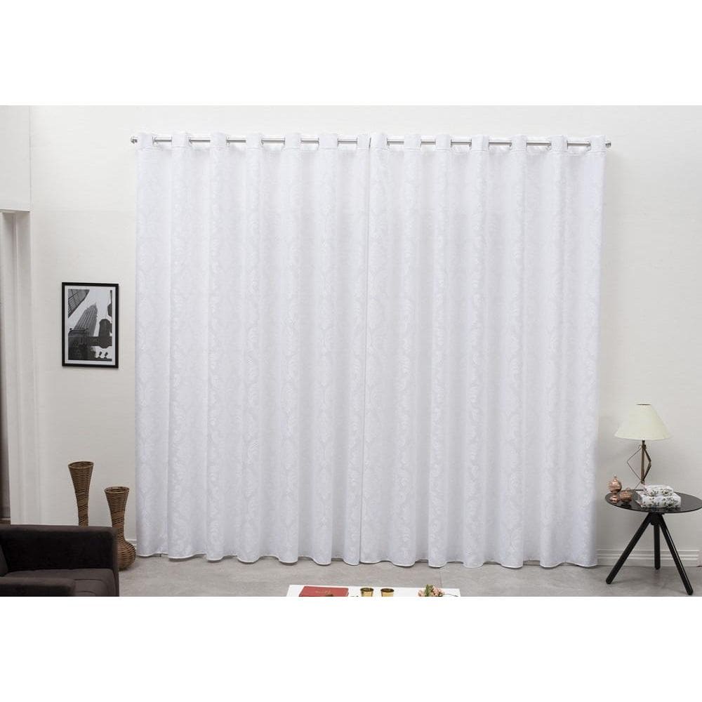 Cortina Tecido Jacquard Branco 2,80X1,50 Sala Quarto Cozinha