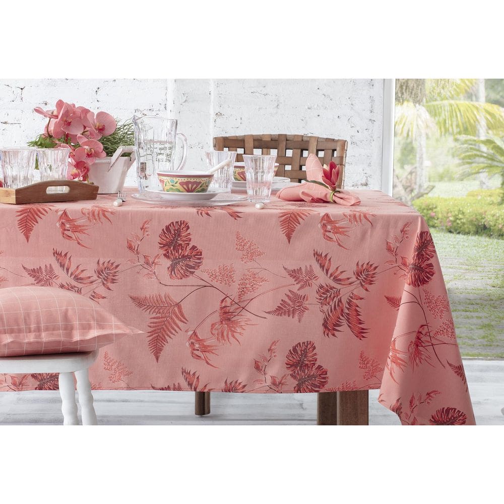 Toalha De Mesa Quadrada Naturalle Tropical Coral 220X220