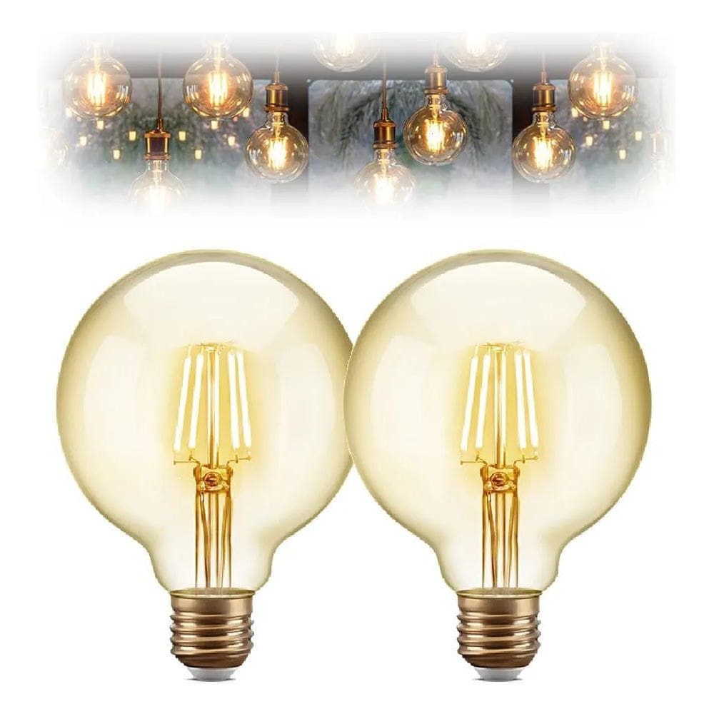2X Kit 2 Lâmpadas Globo Grandes Retro Filamento Vintage G95