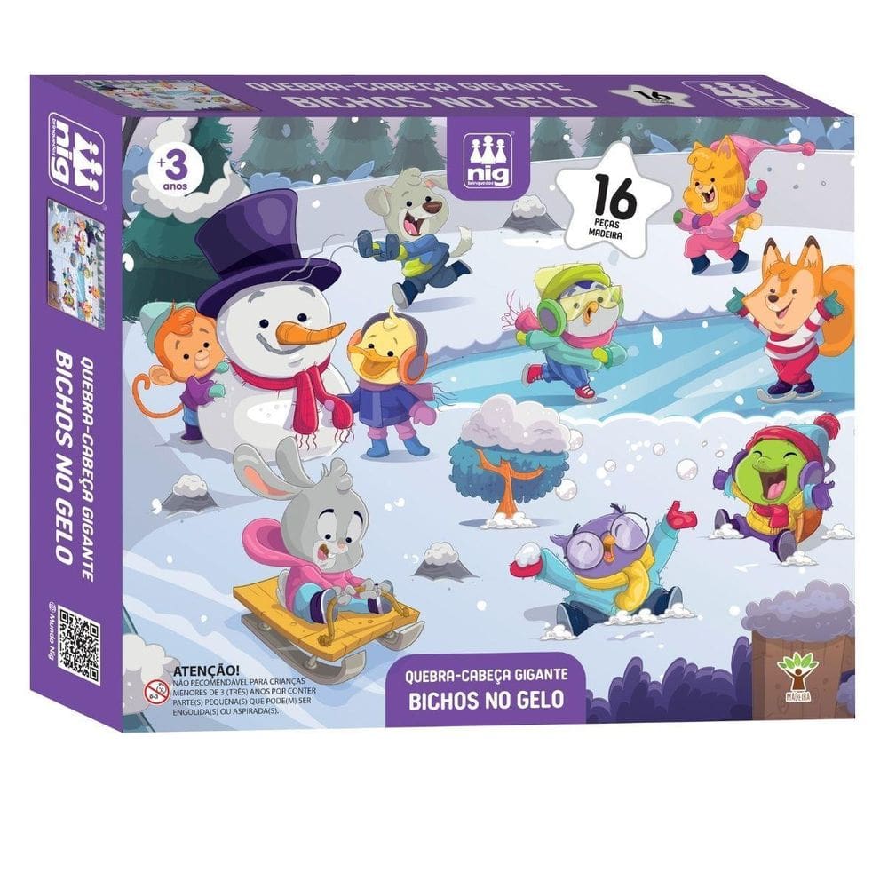 Quebra Cabeça Gigante 16Pçs Animais No Gelo - Nig Brinquedos