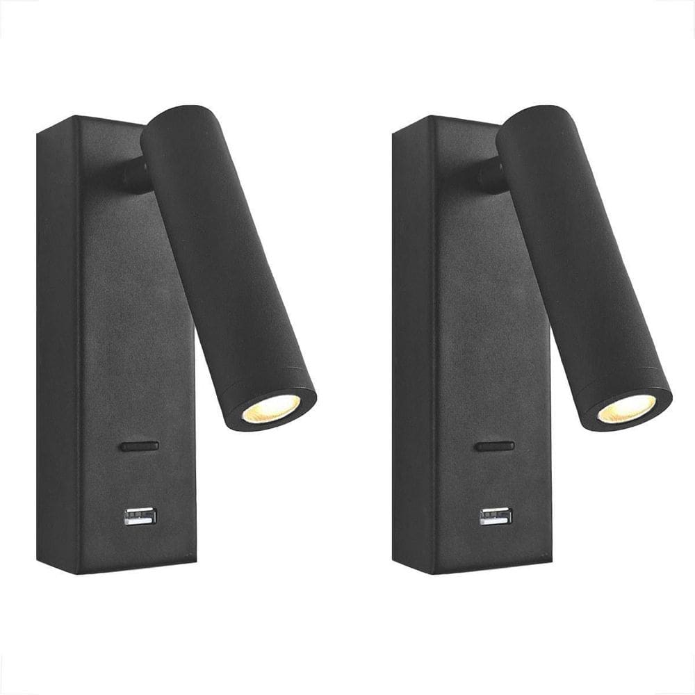 Kit 2 Arandela Leitura Led Direcionável 3W Usb Interruptor