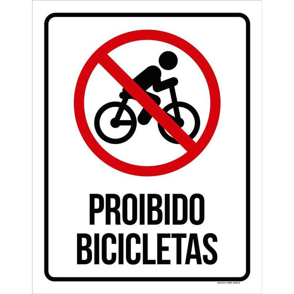 Placa De Sinalização - Proibido Bicicletas 36X46