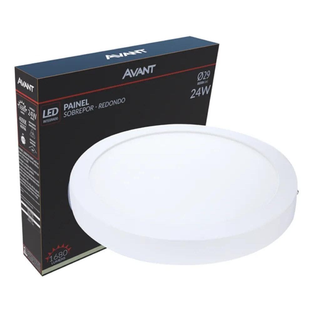 2X Painel Plafon Led Sobrepor Redondo 24W Branco Neutro 4000