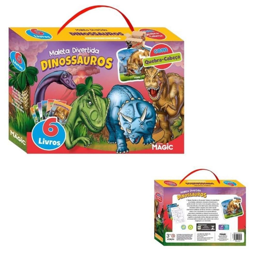 Kit Livro Infantil Maleta Divertida 6 Livros + Quebra Cabeça