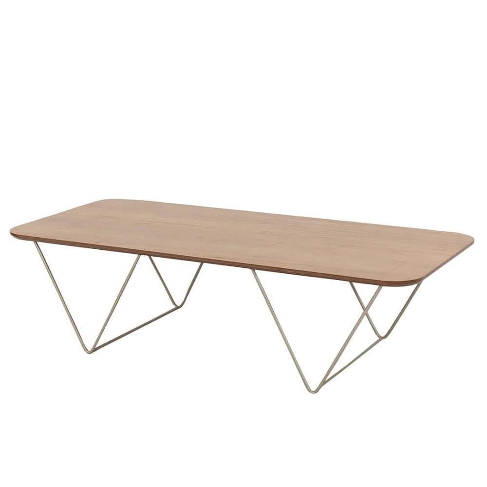 Mesa de Centro Veneza Retangular Nacional Móveis 120 cm (largura) Tampo MDF Amêndoa Base Metal Preto