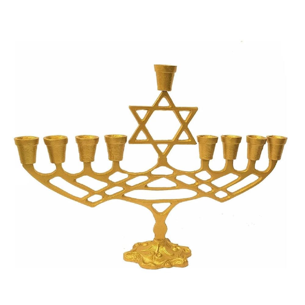 Candelabro 9 Velas - Menorá - Hanukkah Chanukiá Dourado