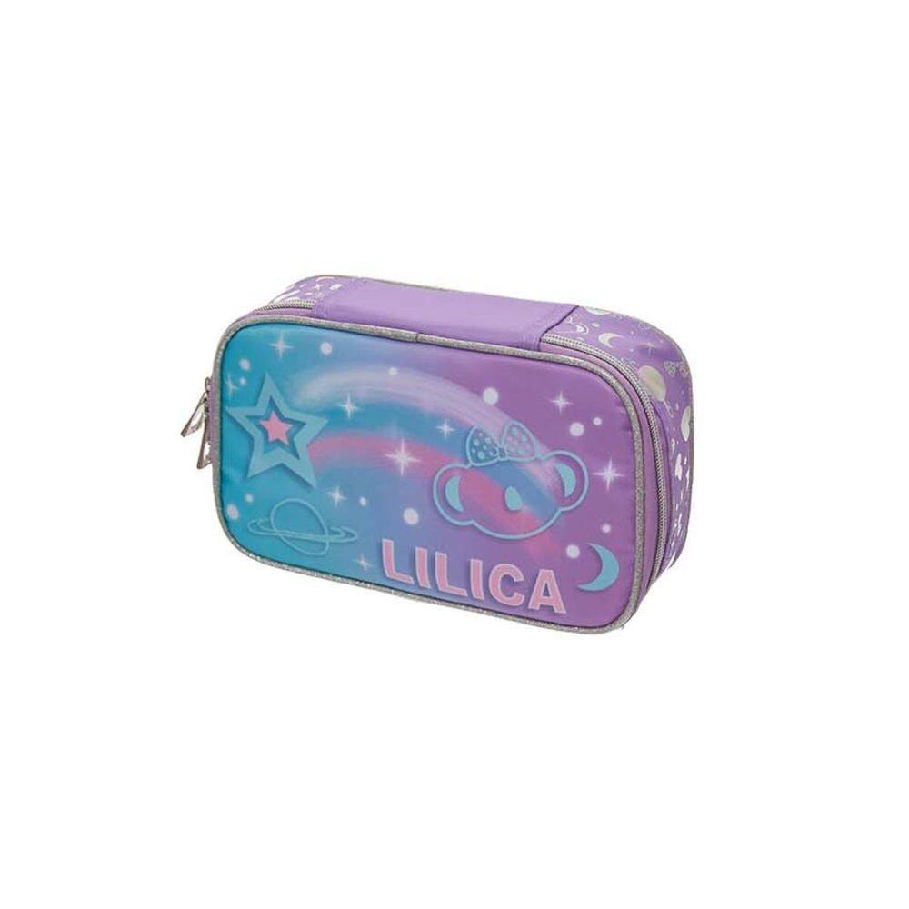 Estojo Box Lilica Ripilica Glitter Escolar 32 Elásticos