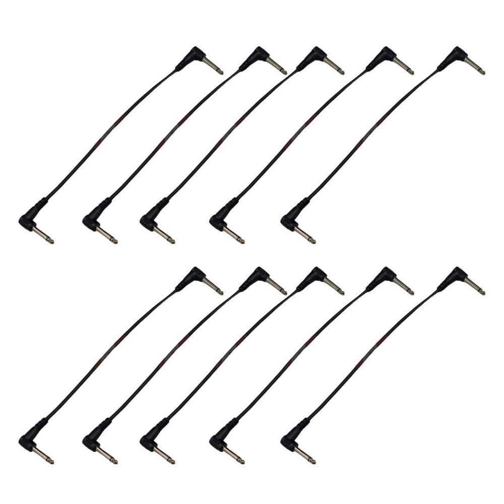 Kit 10 Cabo P10 90º Em L Para Pedal Efeitos 25Cm Preto Mxt