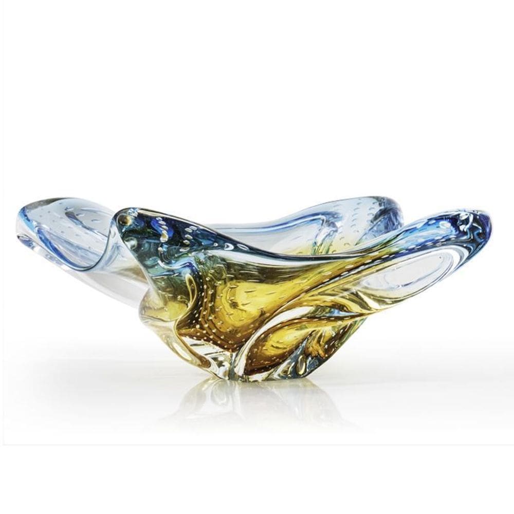 Centro De Mesa Cristal Murano Azul E Âmbar São Marcos 45Cm