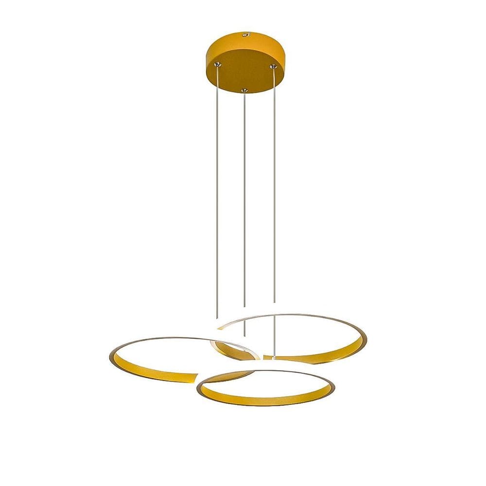 Lustre Pendente De Led Luminária Dourado 3 Cores 50W 3 Arcos