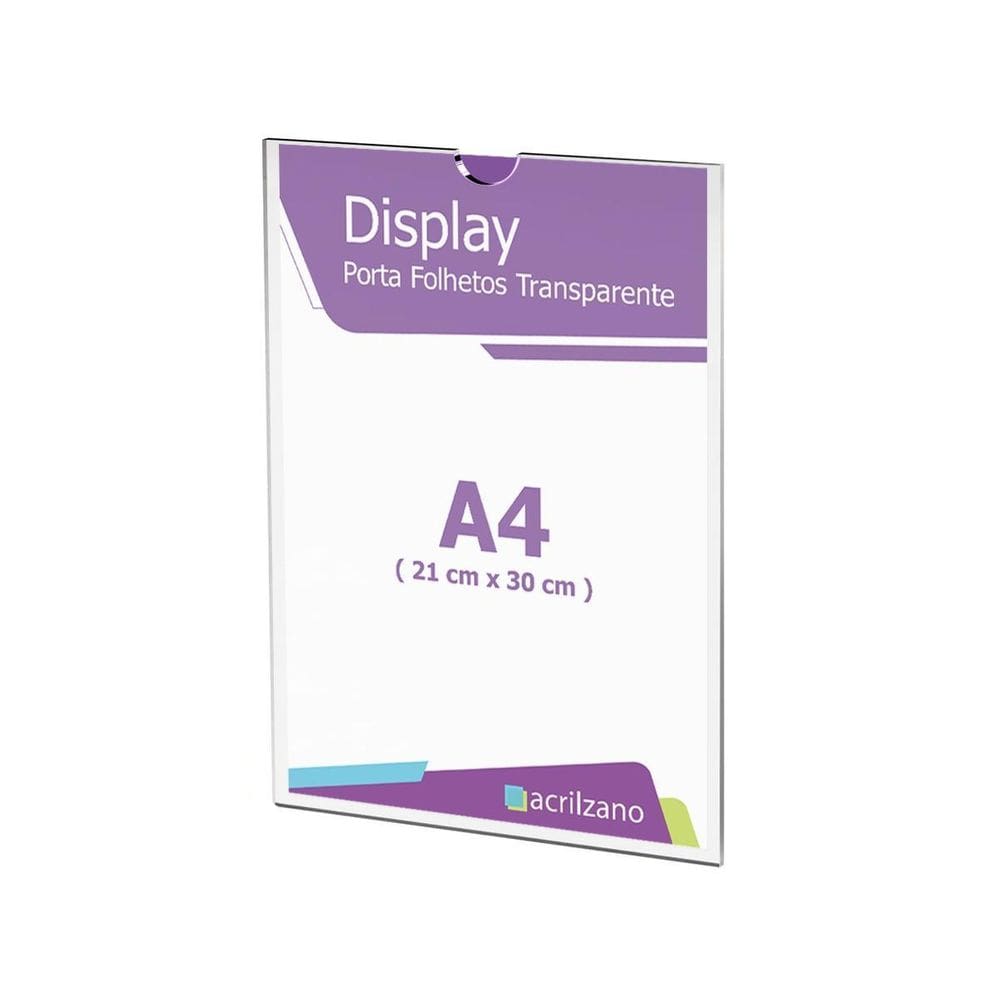 Display Expositor Acrilico Porta Papel A4 21X30Cm Parede