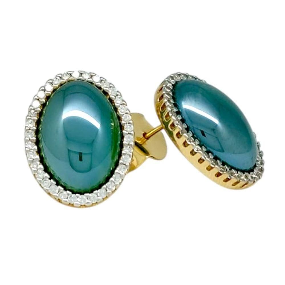 Brinco Agata Verde Perolado Com Microzirconias Lizzy Fatin