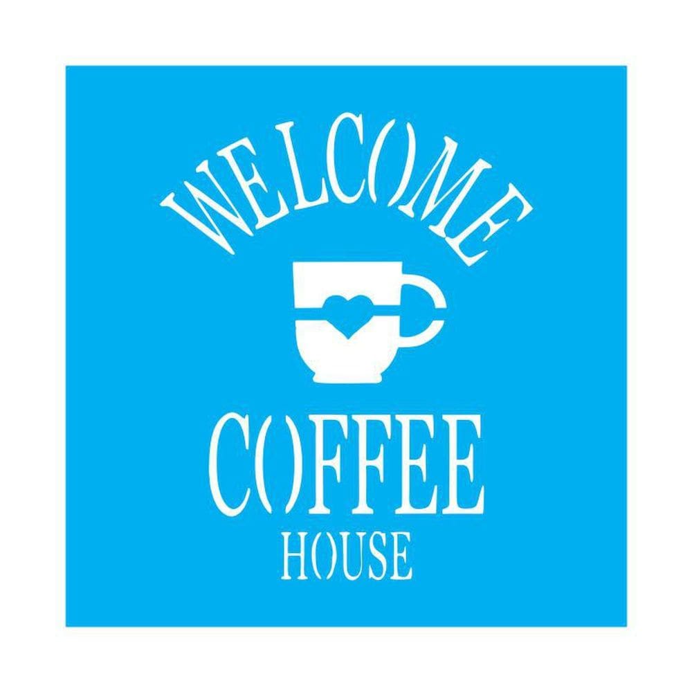 Stencil Tamako Welcome Coffee House - 30X30Cm - Ref D202