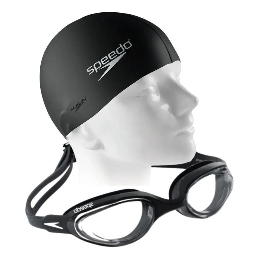 2X Kit Natação Speedo Óculos Hydrovision Adulto Uv + Touca