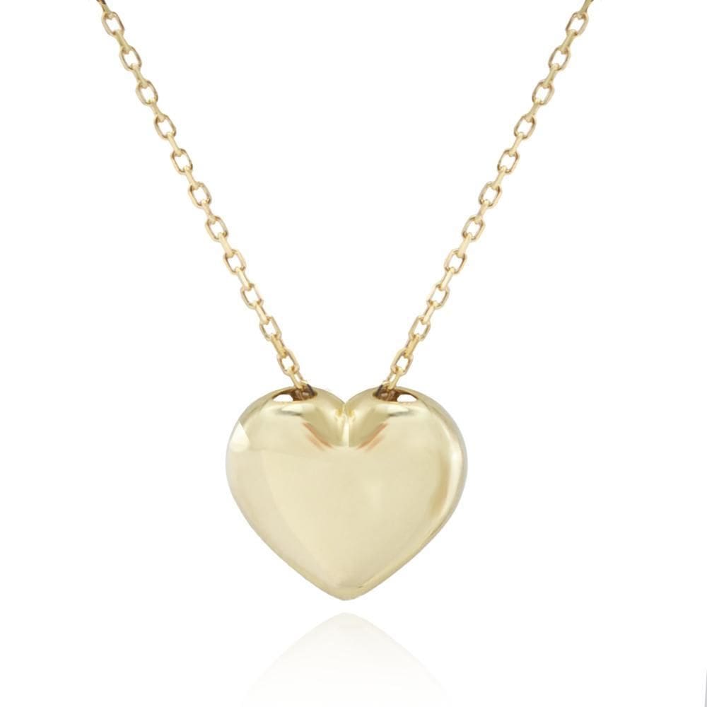 Colar Coração Polido 45Cm Em Ouro 18K