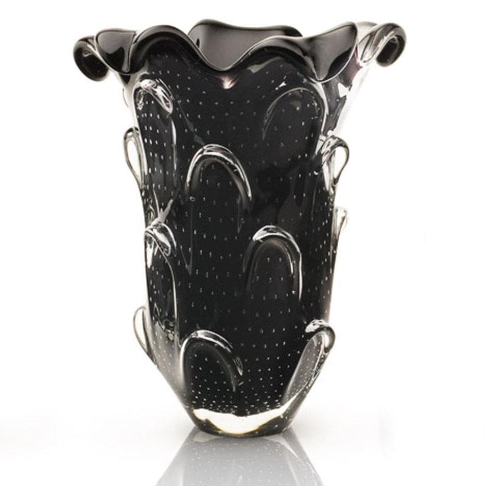 Vaso Em Cristal Murano Preto - São Marcos 37Cm